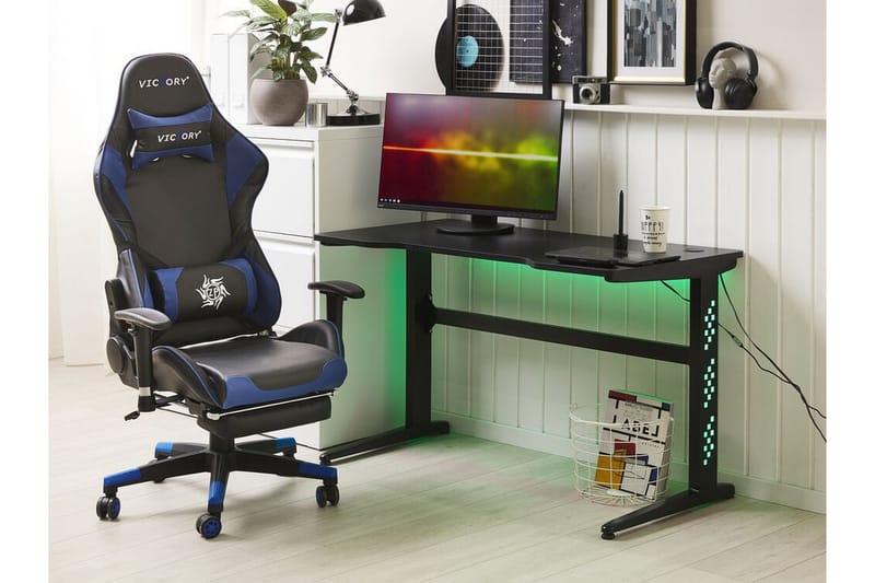 Gamingbord Rombauer 120 cm med LED-belysning - Svart/Svart - Möbler - Bord & matgrupp - Kontorsbord - Gamingbord