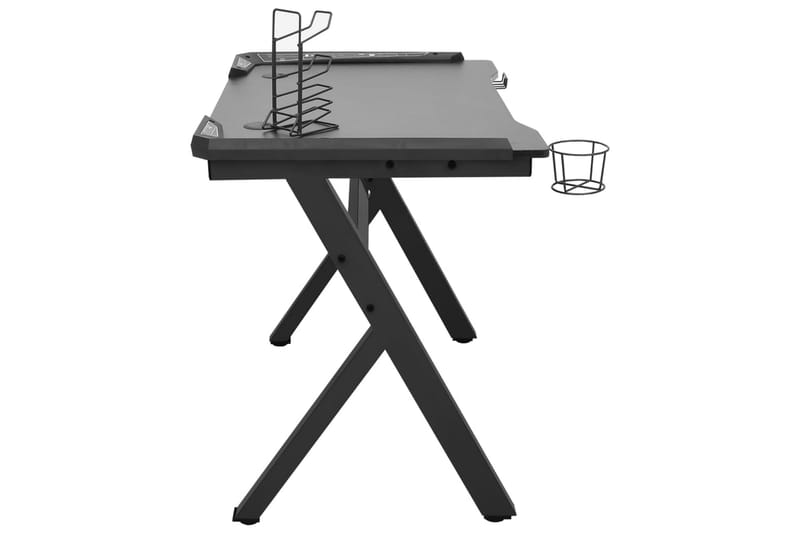 Gamingskrivbord LED med Y-formade ben svart 90x60x75 cm - Svart - Gamingbord