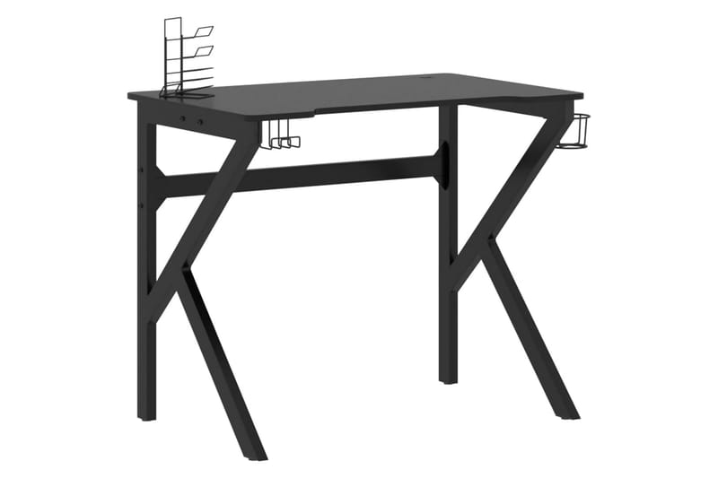 Gamingskrivbord med K-formade ben svart 90x60x75 cm - Svart - Gamingbord