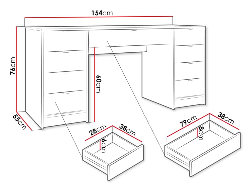 Gudelia Skrivbord 154 cm - brun - Möbler - Bord & matgrupp - Kontorsbord - Skrivbord
