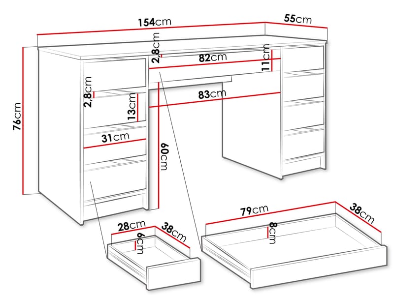 Harland Skrivbord 154 cm - brun - Möbler - Bord & matgrupp - Kontorsbord - Skrivbord