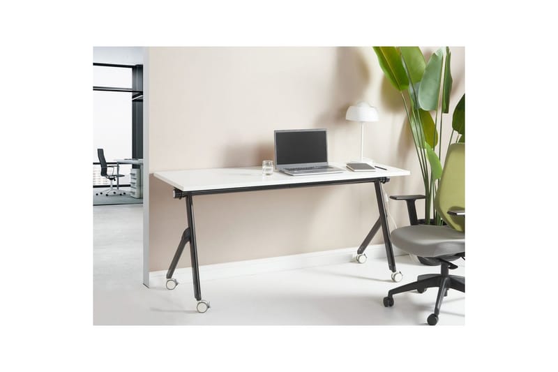 Hopfällbart skrivbord Bendi Vit/Svart, 160x60x75 cm - Vit/Svart, 160x60x75 cm - Möbler - Bord & matgrupp - Kontorsbord - Skrivbord