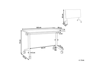Hopfällbart skrivbord Cavi Vit/Svart, 160x60x75 cm - Vit/Svart, 160x60x75 cm - Möbler - Bord & matgrupp - Kontorsbord - Skrivbord
