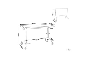 Hopfällbart skrivbord Cavi Vit/Svart, 180x60x75 cm - Vit/Svart, 180x60x75 cm - Möbler - Bord & matgrupp - Kontorsbord - Skrivbord