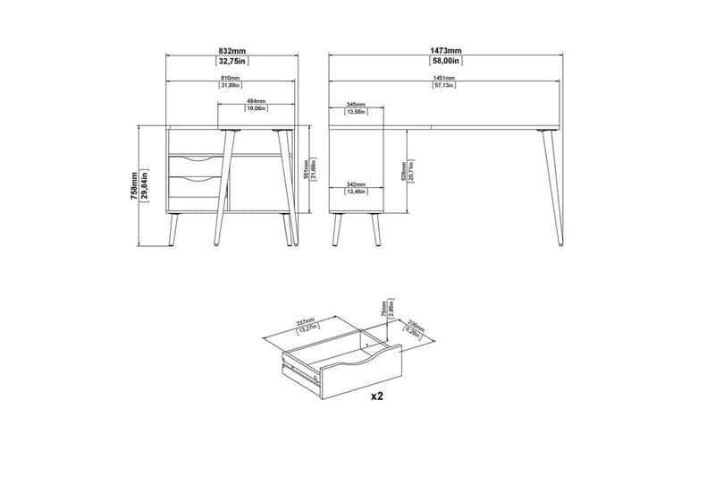 Hostafranc Skrivbord 81x145,1 cm - Natur - Möbler - Bord & matgrupp - Kontorsbord - Skrivbord