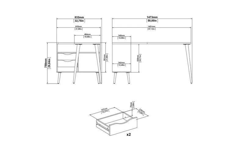 Hostafranc Skrivbord 81x145,1 cm - Natur - Möbler - Bord & matgrupp - Kontorsbord - Skrivbord