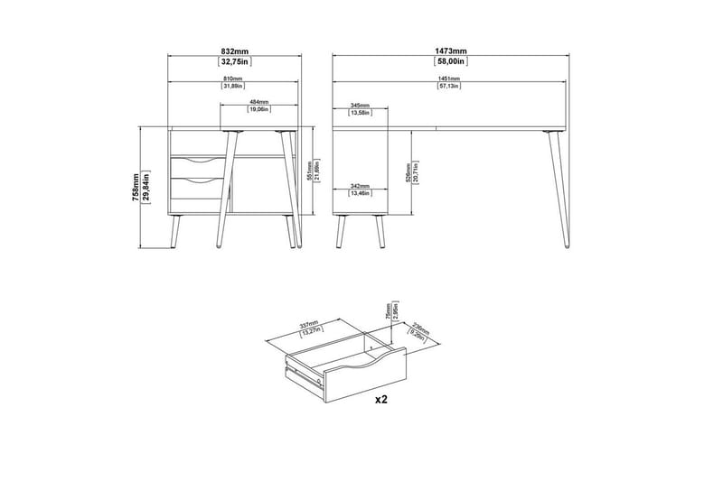 Hostafranc Skrivbord 81x145,1 cm - Natur - Möbler - Bord & matgrupp - Kontorsbord - Skrivbord