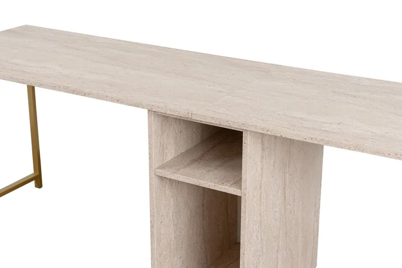 Hu Skrivbord 60x240 cm - Beige/Guld - Möbler - Bord & matgrupp - Kontorsbord - Skrivbord