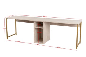 Hu Skrivbord 60x240 cm - Beige/Guld - Möbler - Bord & matgrupp - Kontorsbord - Skrivbord