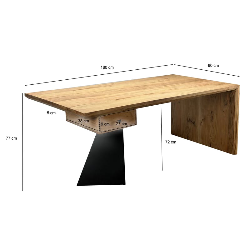 Ivoena Skrivbord 180 cm - Naturfärgad akacia/svart - Möbler - Bord & matgrupp - Kontorsbord - Skrivbord