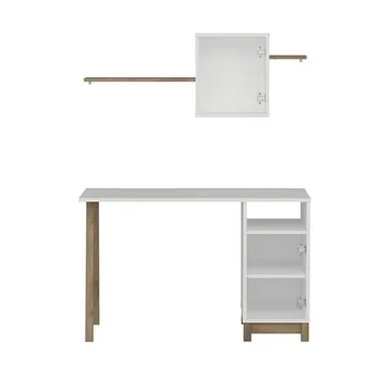 Jarnor Skrivbord 120x75x60 cm - Vit och valnöt - Möbler - Bord & matgrupp - Kontorsbord - Skrivbord