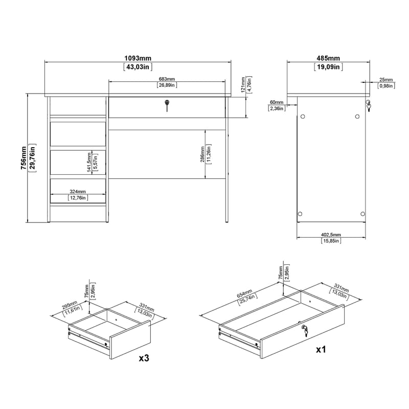 Klintberg Skrivbord 109x48x76 cm - Möbler - Bord & matgrupp - Kontorsbord - Skrivbord