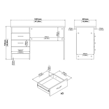 Klintberg Skrivbord med 3 lådor 120x48x73 cm - Möbler - Bord & matgrupp - Kontorsbord - Skrivbord