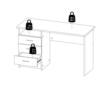 Klintberg Skrivbord med 3 lådor 120x48x73 cm - Möbler - Bord & matgrupp - Kontorsbord - Skrivbord