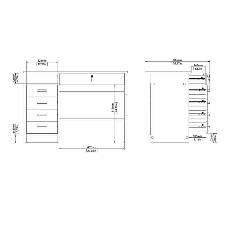 Klintberg Skrivbord med 5 lådor 109x48x76 cm - Möbler - Bord & matgrupp - Kontorsbord - Skrivbord