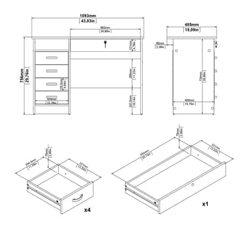 Klintberg Skrivbord med 5 lådor 109x48x76 cm - Möbler - Bord & matgrupp - Kontorsbord - Skrivbord