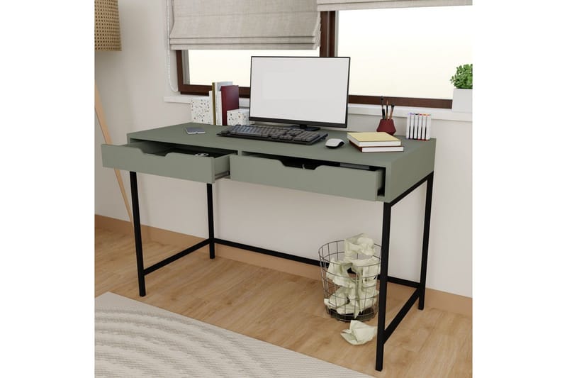 Loryn Skrivbord 120 cm med Förvaring och Lådor i Målat Trä - Grön - Möbler - Bord & matgrupp - Kontorsbord - Skrivbord