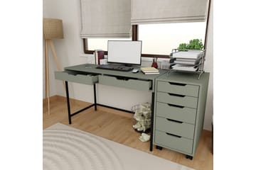 Loryn Skrivbord 120 cm med Lådor och Hjul i Målat Trä - Grön - Möbler - Bord & matgrupp - Kontorsbord - Skrivbord