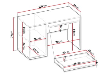 Metropolitan Skrivbord 120x56 cm - Brun/Vit/Ljusgrå/Svart - Möbler - Bord & matgrupp - Kontorsbord - Skrivbord