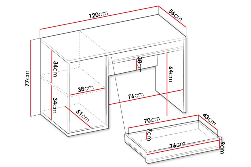 Metropolitan Skrivbord 120x56 cm - Brun/Vit/Ljusgrå/Svart - Möbler - Bord & matgrupp - Kontorsbord - Skrivbord