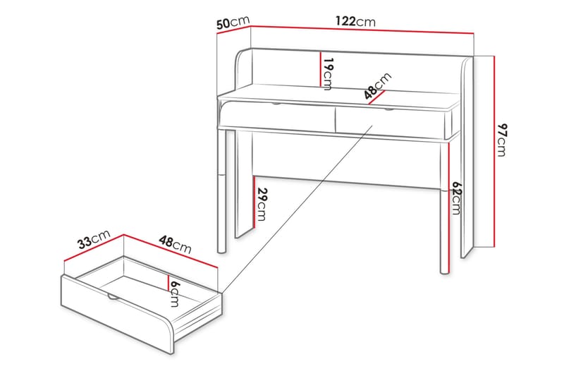 Monfort Skrivbord 122x50 cm - Beige - Möbler - Bord & matgrupp - Kontorsbord - Skrivbord