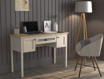 Nenora Skrivbord 132 cm - Crème, ek, grå - Möbler - Bord & matgrupp - Kontorsbord - Skrivbord