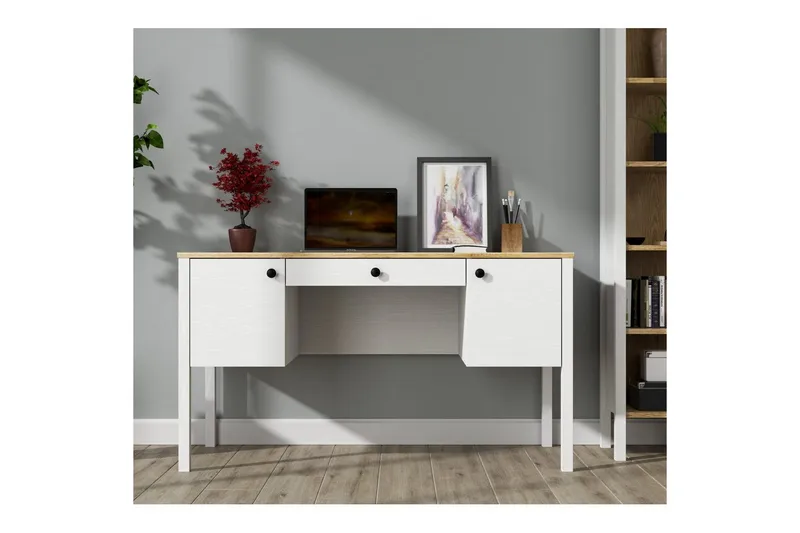 Omryn Skrivbord 60x132 cm - Natur/Vit - Möbler - Bord & matgrupp - Kontorsbord - Skrivbord