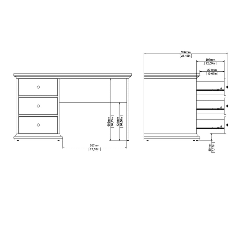 Paris Skrivbord 130x62x74 cm - Möbler - Bord & matgrupp - Kontorsbord - Skrivbord