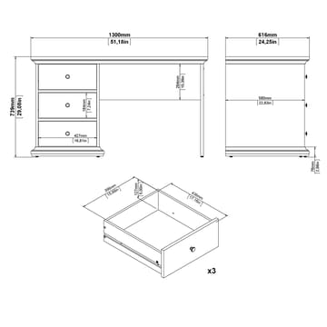 Paris Skrivbord 130x62x74 cm - Möbler - Bord & matgrupp - Kontorsbord - Skrivbord