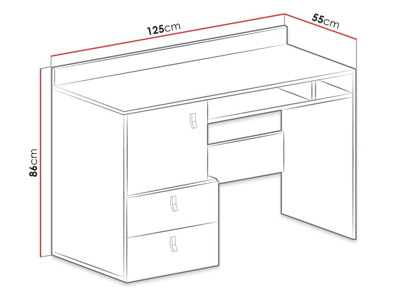 Planeta Skrivbord med Förvaring och Lådor 125 cm i Trä - Blå|Vit - Möbler - Bord & matgrupp - Kontorsbord - Skrivbord