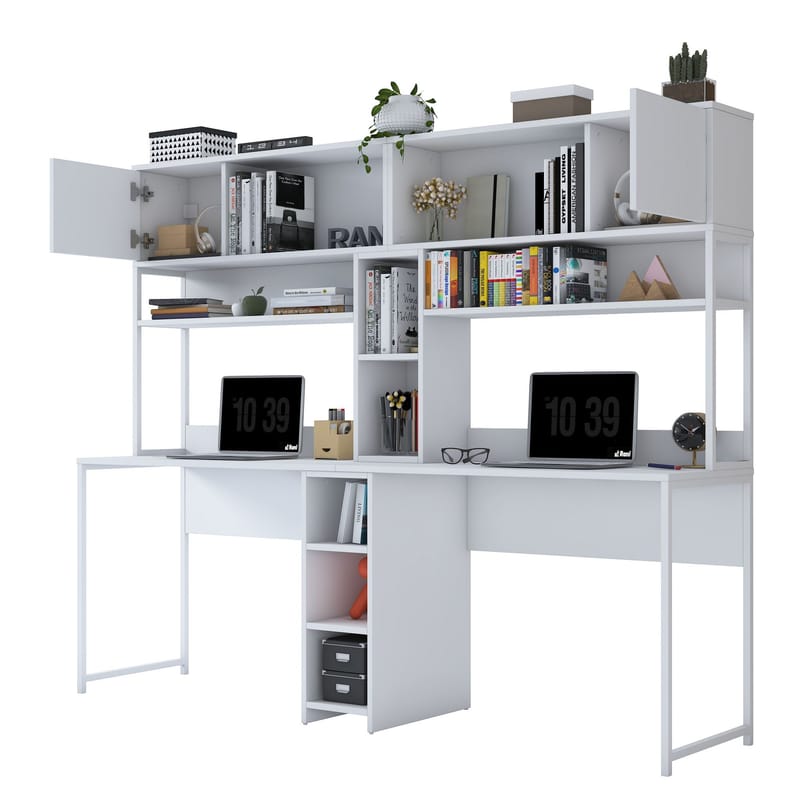 Sarnor Skrivbord 210x170,5x50 cm - Vit - Möbler - Bord & matgrupp - Kontorsbord - Skrivbord