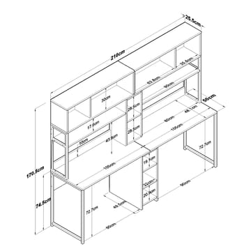 Sarnor Skrivbord 210x170,5x50 cm - Vit - Möbler - Bord & matgrupp - Kontorsbord - Skrivbord
