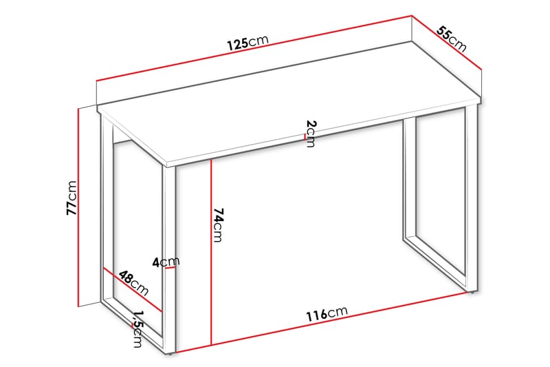 Sigmana Skrivbord 125x55 cm - Ljusgrå - Möbler - Bord & matgrupp - Kontorsbord - Skrivbord
