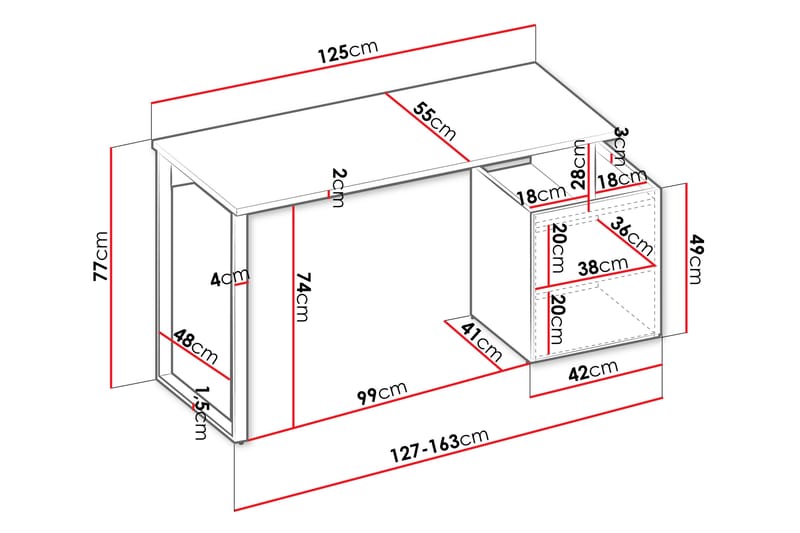 Sigmana Skrivbord 125x55 cm - Ljusgrå/Brun - Möbler - Bord & matgrupp - Kontorsbord - Skrivbord