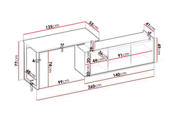 Sigmana Skrivbord 260x55 cm - Ljusgrå/Brun - Möbler - Bord & matgrupp - Kontorsbord - Skrivbord