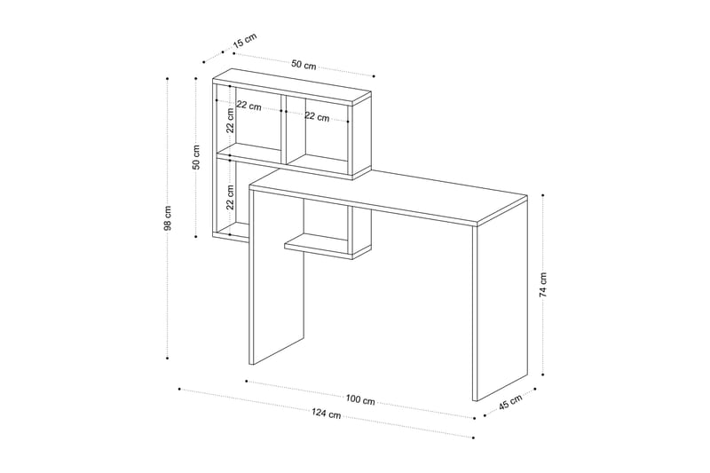 Skrivbord Adell 98x45 cm Vit/Brun - Hanah Home - Skrivbord - Datorbord