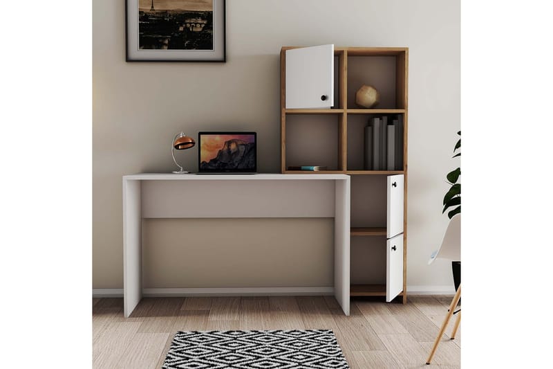 Skrivbord Alskaliden 156,8x51,5 cm Vit/Brun - Hanah Home - Skrivbord - Datorbord