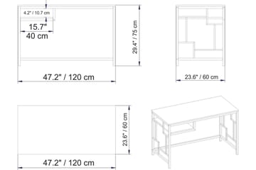 Amsberg Skrivbord 120 cm med Förvaring Hylla - Guld - Möbler - Bord & matgrupp - Kontorsbord - Skrivbord