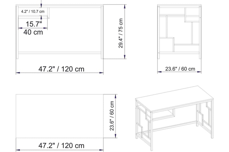 Amsberg Skrivbord 120 cm med Förvaring Hylla - Svart - Möbler - Bord & matgrupp - Kontorsbord - Skrivbord