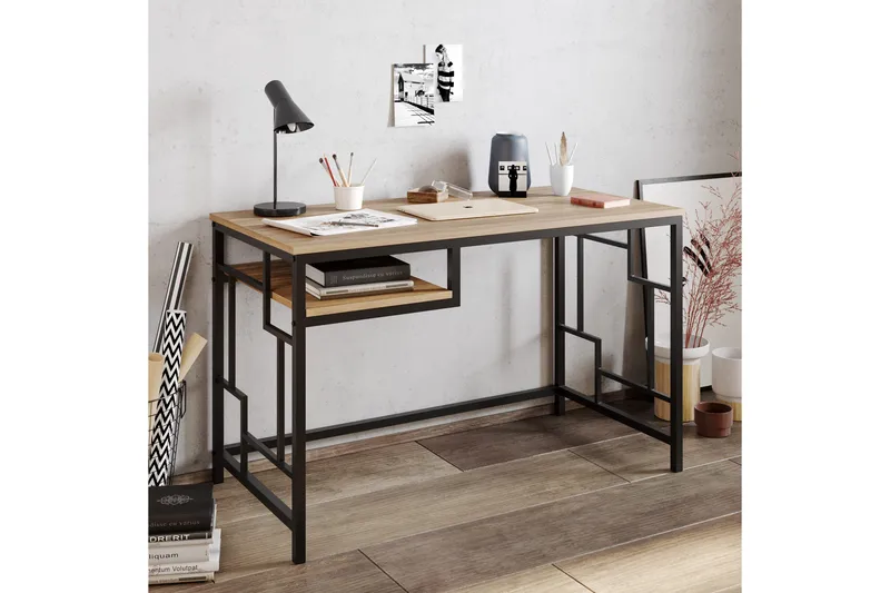 Amsberg Skrivbord 120 cm med Förvaring Hylla - Svart - Möbler - Bord & matgrupp - Kontorsbord - Skrivbord