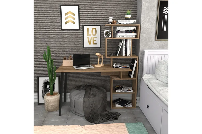 Andifli Skrivbord 55x146,4x133 cm med förvaring - Brun - Möbler - Bord & matgrupp - Kontorsbord - Skrivbord