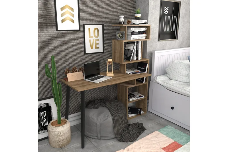Andifli Skrivbord 55x146,4x133 cm med förvaring - Brun - Möbler - Bord & matgrupp - Kontorsbord - Skrivbord