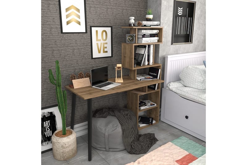 Andifli Skrivbord 55x146,4x133 cm med förvaring - Brun - Möbler - Bord & matgrupp - Kontorsbord - Skrivbord