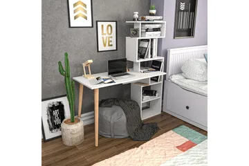 Andifli Skrivbord 55x146,4x133 cm med förvaring - Vit - Möbler - Bord & matgrupp - Kontorsbord - Skrivbord