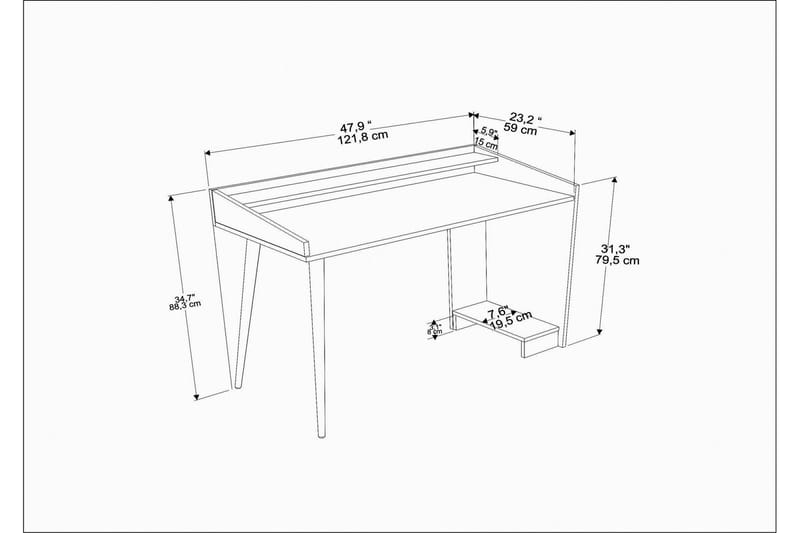 Andifli Skrivbord 59x88,3x121,8 cm med förvaring - Brun - M öbler - Bord & matgrupp - Kontorsbord - Skrivbord