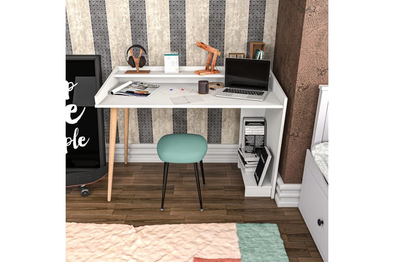 Andifli Skrivbord 59x88,3x121,8 cm med förvaring - Vit - Möbler - Bord & matgrupp - Kontorsbord - Skrivbord