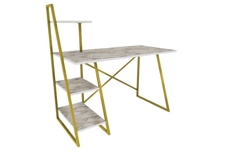 Andifli Skrivbord 60x120x120 cm med förvaring - Vit - Möbler - Bord & matgrupp - Kontorsbord - Skrivbord