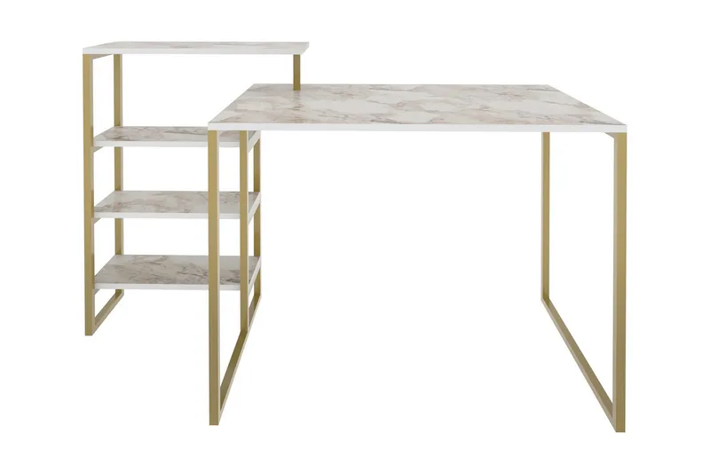 Andifli Skrivbord 60x76,8x133 cm med förvaring, Guld