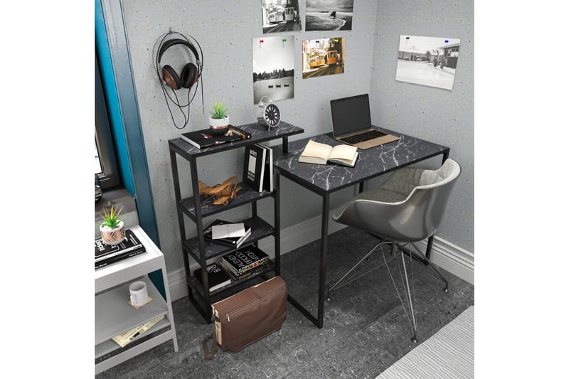 Andifli Skrivbord 60x76,8x133 cm med förvaring - Svart - Möbler - Bord & matgrupp - Kontorsbord - Skrivbord