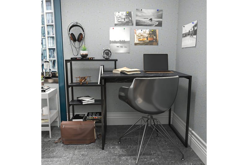 Andifli Skrivbord 60x76,8x133 cm med förvaring - Svart - Möbler - Bord & matgrupp - Kontorsbord - Skrivbord